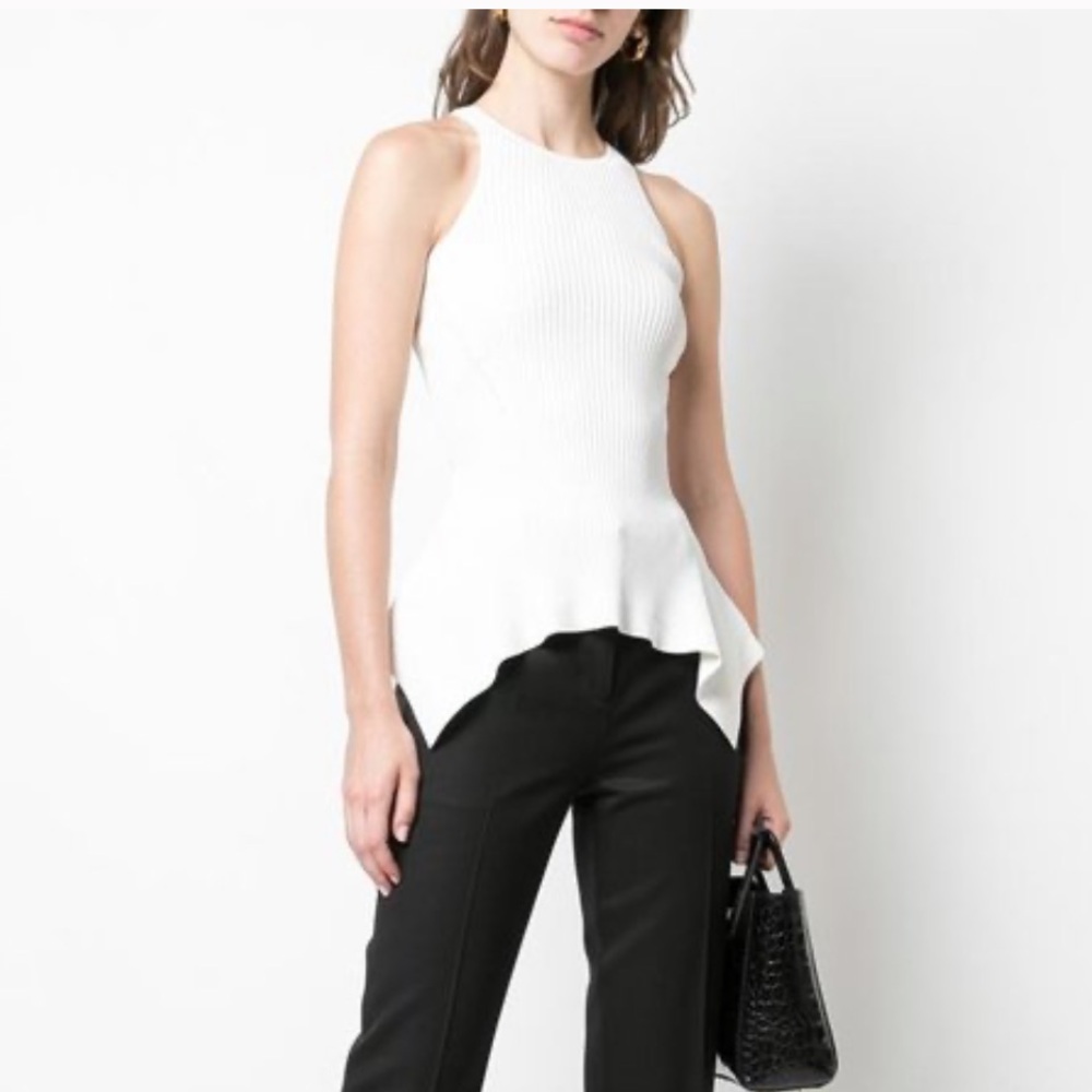 Cinq a Sept Ellen Sleeveless Rib Crepe Knit Peplum Top NWT $225 - Picture 2 of 16